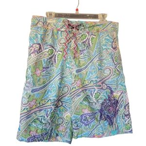 robert graham board shorts men's 36 paisley AOP multicolor draw strings